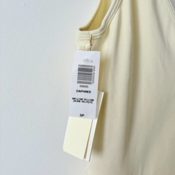 Aritzia Wilfred Daphnee Pleated Skirt Midi Dress NWT Mellow Yellow Size Small - Picture 7 of 9